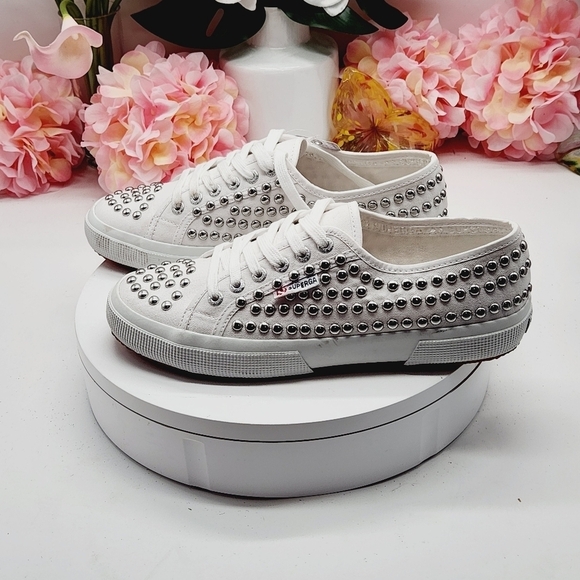 Superga Shoes - Superga 2750 COTSTUDS1W White Studded Sneakers